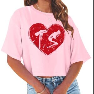 NWT‎ pink “TS” w/ a heart crop top